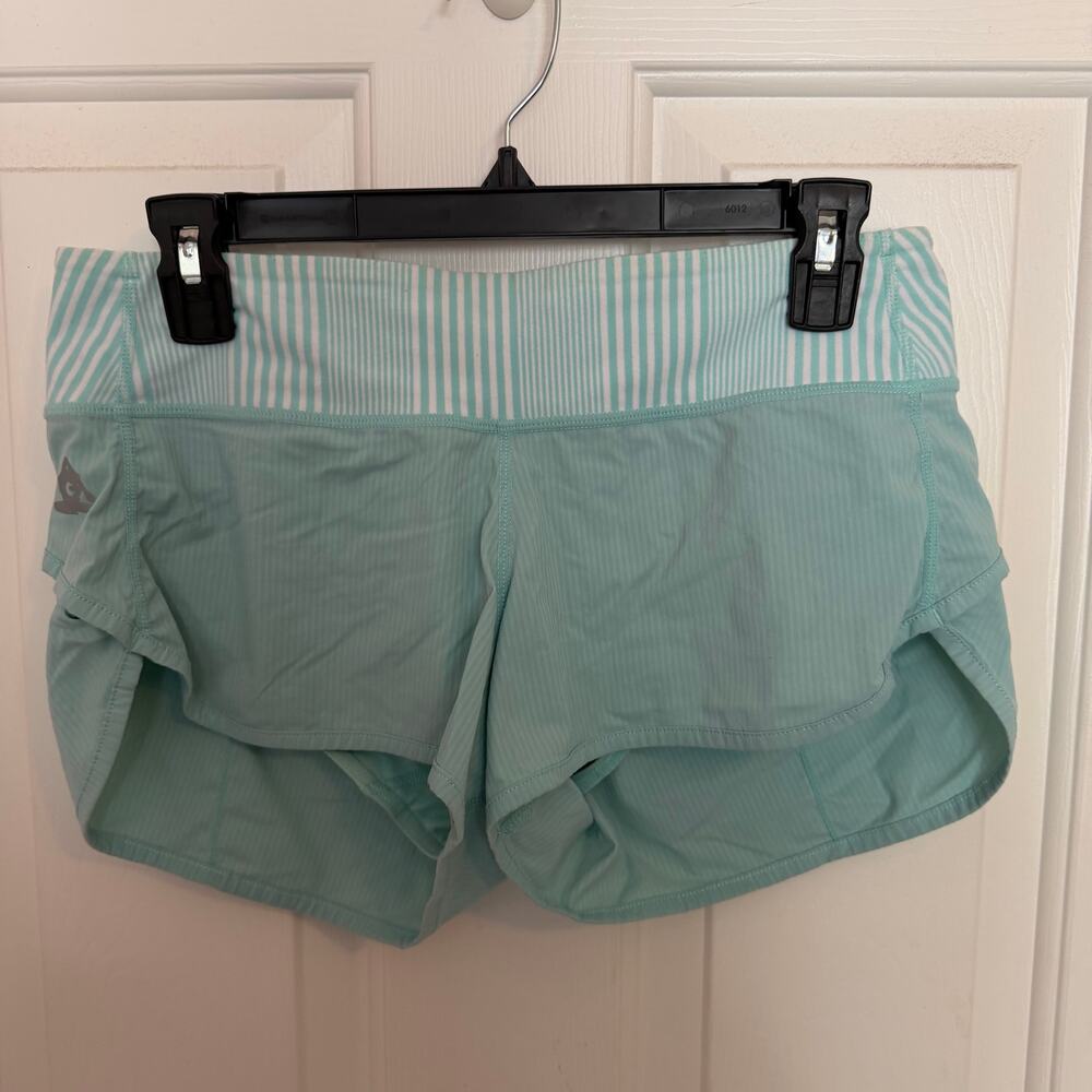 Lululemon Speed Shorts Running Blue with Striped Waistband Women's 6